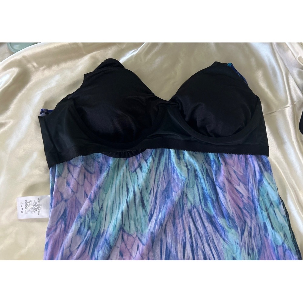 Magicsuit By Miraclesuit Size 16 Ruffled  Feathers Side Tie Tankini Swim Top - Picture 5 of 8